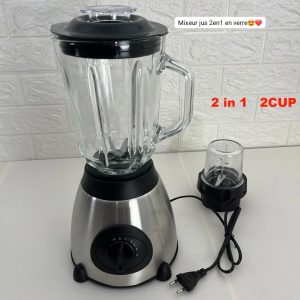 Mixeur jus 2 en 1 en verre